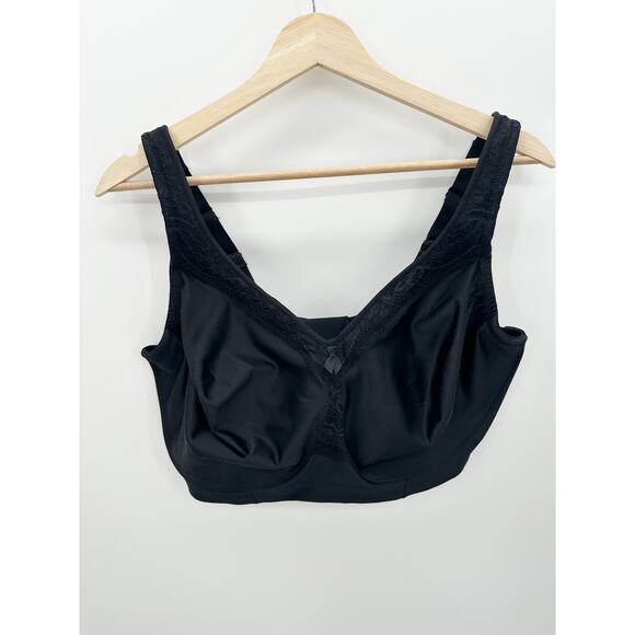 Glamorise Black Overlay Unlined Bra Lace Women Size 40I - Picture 1 of 6